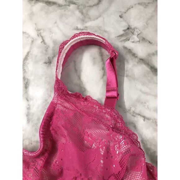 NWOT Cacique Unlined Bra Women's Size 42DD Hot PINK Lace Underwire Back Closure - Picture 6 of 11